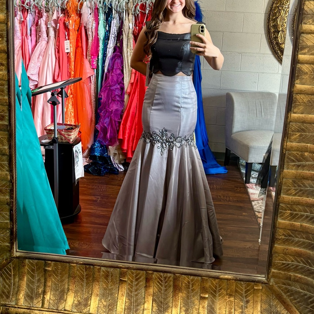 Elegant Gray Evening Gown for Homecoming Prom or Special Event